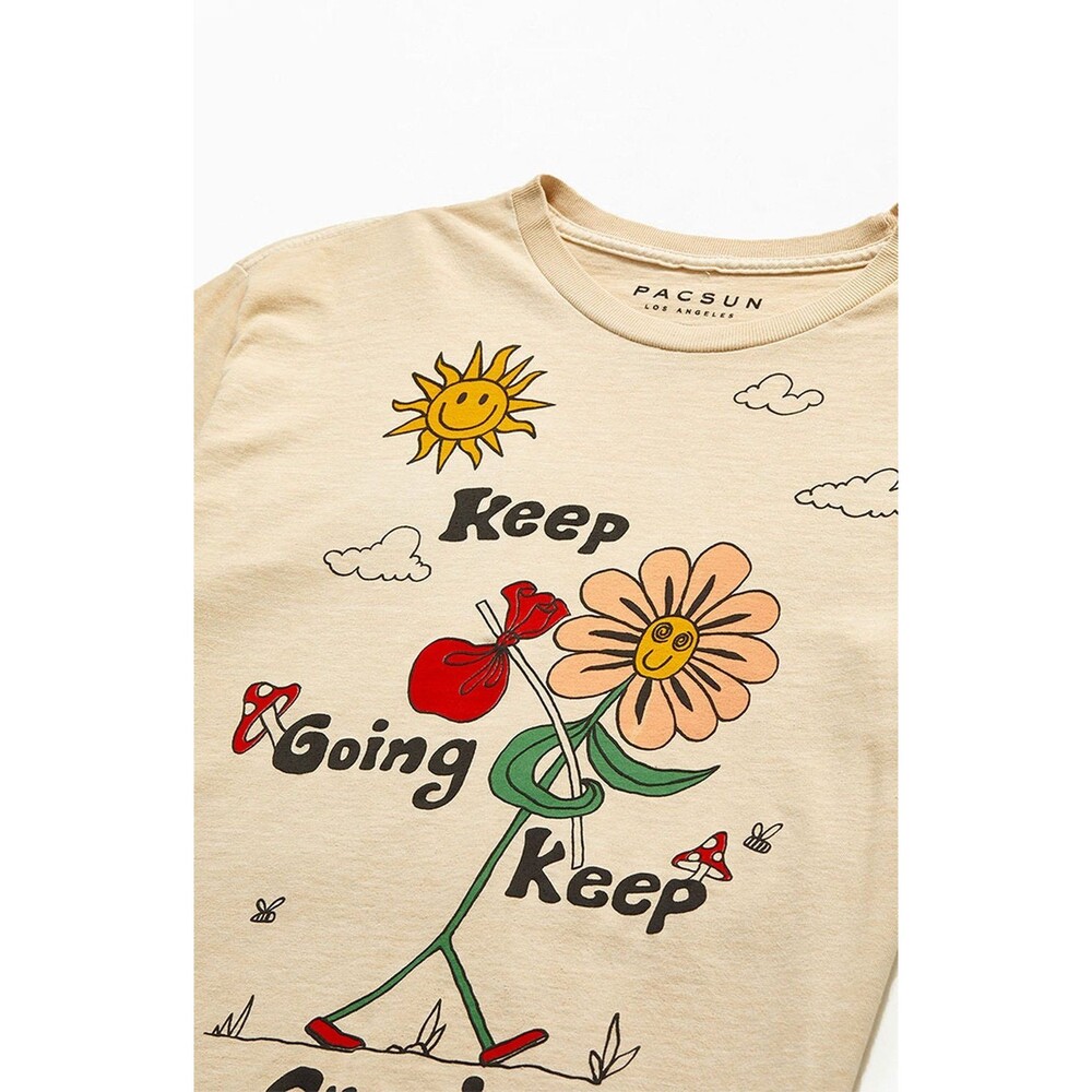 Pacsun 100% Cotton Keep Going Growing Make Waves Crew Neckline Novelty T-Shirt M